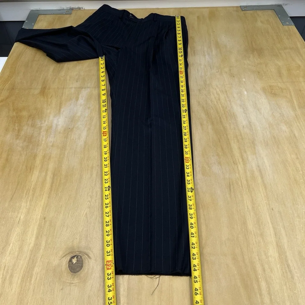 Hickey Freeman (Actual Sz 40R) Suit Men Pleated Pants 33x32 (Unhemmed) Dark Navy